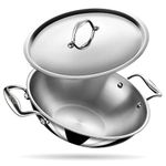 Stahl Artisan Triply Stainless Steel Kadhai with Lid,Kadai for Cooking, Stainless Steel Cookware Triply Kadai, Induction & Gas Stove Compatible, 2.4 L, 24 cm