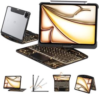 Transparent Case with Keyboard for iPad Air 13 Inch (M4/M3/M2, 2026/2025/2024), iPad Pro 12.9 Inch (6/5/4/3 Gen),7-Color Backlit,Magic wireless Keyboard, 360°Rotating,with trackpad,Pencil Holder,black