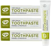 Green People Fennel & Propolis Toothpaste - 100% Natural Non-Mint Toothpaste for Sensitive Gums - Fluoride & SLS Free - Organic & Cruelty Free, 3X 50 ml