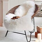 LOCHAS Deluxe Super Soft Fluffy Shaggy Home Decor Faux Sheepskin Silky Rug for Bedroom Floor Sofa Chair, Chair Cover Seat Pad Couch Pad Area Carpet, 2ft x 3ft, Ivory White