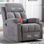 ANJ Massage Recliner Chair with Heat and Vibration, Fabric Manual Reclining Chair with Side Pockets and Cup Holders, Comfy Single Sofa Home Theater Seating for Living Room