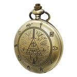 SIMAOTE Vintage Pocket Watch, Gravity Falls - Bill Cipher Pocket Watch with Chain for Men Women, Bronze-1, Vintage