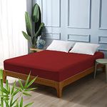 100% Waterproof Mattress Protector, Terry Fitted Polyester Mattress Bed Cover, Breathable and Non-Allergenic Ultra Soft Fitted Style for Cal-King Bed Size 72X84 (Burgundy)