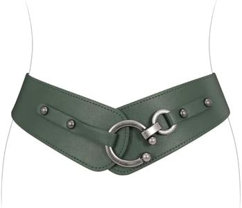 JASGOOD Women's Elastic Wide Belts Retro Stretchy Belt Vintage Cinch Belts for Dresses Coats, Green