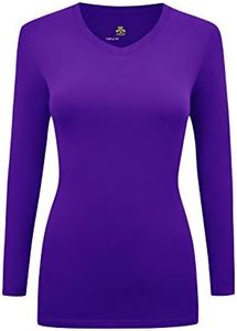 Natural Uniforms Women's Under Scrub Tee V-Neck Long Sleeve T-Shirt (Purple, XX-Large)