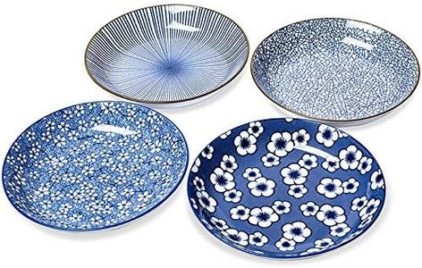 8" Shallow Bowls for Pasta, Salad, Cereal,Dessert, 24 Ounce, Ceramic Serving Dishes, Porcelain Dinnerware, Set of 4.