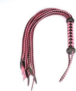 Genuine Leather Red & Black Cat-O'-Nine-Tails Whip | 23cm Handle & 59cm Tail | Hangable Equestrian Training Whip | Handcrafted Premium Horse Equipment