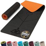Yogii Yoga Mat - Non-Slip 6mm Thick TPE & Travel-friendly Yoga Mat - Perfect for Home & Gym Exercise Fitness & Pilates - With Laser Alignment Guides (Black/Orange) for Men & Women