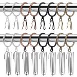 Glarks 120Pcs Antique Copper Metal Drapery Curtain Hanging Rings with Stainless Steel 4 Prongs Curtain Pleat Hooks and Curtain Pin Hooks for Window Door Bathroom Curtain, 30mm Internal Diameter