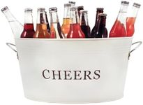 Twine 2720 Rustic Farmhouse Cheers Drink Tub- Large Galvanized Metal Drink Tub (6.3 gal.), White