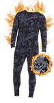 ED HARDY 2-Pc Mens Thermal Underwear Set - Graphic Fleece Lined Long Underwear Mens Base Layer Shirt & Long Johns, Spider, XL