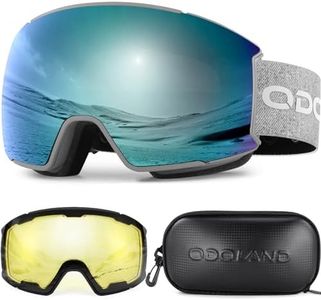 Odoland Set di Maschere da Sci con Lenti Rimovibili, Lenti Intercambiabili Magnetico Anti-Fog e Protezione UV, Occhiali da Sci per Adulti e Adolescenti, HL