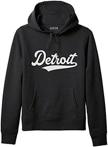 Daxton Adult Unisex Pullover USA Cities State Script Hoodie Fleece Sweatshirt, Detroit Black White, 2XL