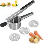 Potato Ricer Stainless Steel with 3 Interchangeable Fineness Discs, Potato Masher Fruit and Vegetable Food Press Juicer Crusher Lemon/Orange Squeezer