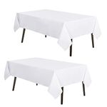 MYSKY HOME 2 Pack White Table Cloths Rectangular Nappe de Table Rectangulaire Table Cloth Machine Washable Polyester Table Cover for Dining Buffet Parties Picnic Weddings, 60x84 Inch