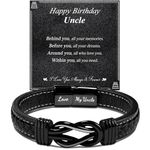 CheersLife Birthday Gifts for Men, Birthday Gifts for Uncle, Knot Leather Personalized Bracelet Birthday Gifts for Him Uncle Birthday Gifts 21st 30th 50th Birthday Gifts Uncle Bracelet Presents