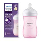 Philips Avent Natural Response 3.0 Plastic Baby Feeding Bottle | 260ml | No.1 Brand Recommended by Moms Worldwide | Ideal for 1 months+| Mimics Breastfeeding | Uniquely Designed Nipple | Pack of 1 | Pink | SCY903/11