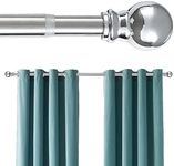 Silver Decorative Curtain Rods for Windows 32 to 95 Inch - 1 Inch Heavy Duty Extra Long Curtain Rod - Adjustable Curtain Rod with Brackets for Sliding Glass Door, Bedroom, Living Room, Bathroom