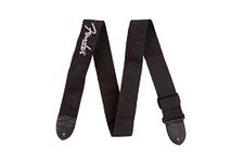 Fender Guitar Strap, Polyester Webbing with Grey Logo, Adjustable 33”-53”, Black