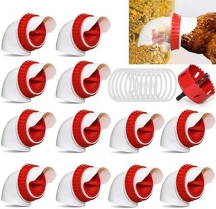 12PACK No Waste Chicken Feeder Ports - DIY Chicken Feeder Kit with Hole Saw - Chicken Feeder Cups for Bucket,Barrels,Bins,Troughs