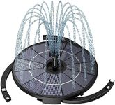 AISITIN DIY Solar Fountain Pump for Water Feature with 3.9ft Cord, Solar Bird Bath Fountain with 6 Nozzles, Solar Powered Water Floating Fountain for Bird Bath, Garden, Ponds Fish Tank, Outdoor