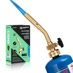 TURBOHEAT Propane Torch Head Solid Brass Mini Soldering Torch Gun with Precise Pencil Flame Manual Ignition MAPP MAP Gas Torch Fuel on Propane Blowtorch for Welding Wood Work Brazing Torch Lighter Kit