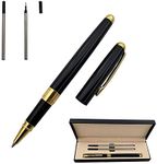 Accod Metal Ballpoint Pen Rollerball Pen Office Signature Pen High-end Gift Box with Two Replaceable Black Refills(0.5mm) For Friends Classmates Family and Colleagues (Black #1)