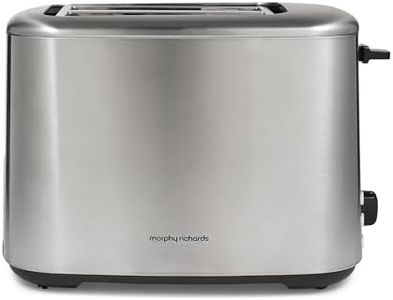 Morphy Richards Equip 2 Slice Toaster, Defrost and Reheat, Browning Controls, Variable Wide Slots, Removable Crumb Tray, 800W, Stainless Steel, 222067, Brushed