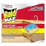 Raid Max Double Control Liquid Ant Killer Baits and Traps, Kills Ants Where They Breed, For Indoor Use, Child Resistant, 8 Bait Stations