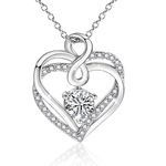 VNOX Necklaces for Women Anniversary Present for Her :Silver Love Hearts Choker Necklace with Cubic Zirconia Romantic Gifts Birthday Gifts for Women Girlfriend Mum(bag)