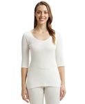 Jockey Snug Fit Low-Neck Thermal 3 Quarter Sleeved Top for Women 2503_Off White_S