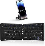 Samsers Foldable Bluetooth Keyboard - Portable Wireless Keyboard with Stand Holder, Rechargeable Full Size Ultra Slim Keyboard Compatible IOS Android Windows Smartphone Tablet and Laptop-Black