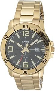 Casio Classic Gold-Tone Stainless Steel Band Date Indicator Watch (Model: MTPVD01G-1BV), Gold