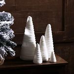 5 Sizes Christmas Velvet Trees Set Modern Winter Tree Decorations Handmade Winter Table Top Tree Centerpiece Holiday Entryway, Rustic Winter Home (White)