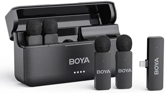 BOYA BY-V4D Wireless Lavalier Microphone for iPhone iPad with Charging case, 18H Battery Life, 650ft Range, 4-Channel Omnidirectional Noise Canceling Lapel Mics for Video Recording Interview Vlog