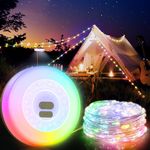 Mytrix Outdoor RGB Led String Light, Decorations for Camping Trips, RV, Hiking, 33ft 100 LED Lights, 2 in 1 USB Rechargeable Party Light