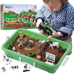 Dazmers Farm Animal Toys Sand Play Set - 28 Piece Farm Sand Playset for Kids - Includes Farm Animals, Tools, and Play Sand - Fun Farm Activities for Kids - Ideal for Sensory and Creative Play