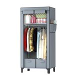 LOEFME Canvas Wardrobe 161 * 59 * 45cm, Wardrobes for Bedroom, New Base Design Fabric Wardrobes with 2 Storage Boxes and Side Pockets, Portable Wardrobe Suitable for Home, Apartment, Dormitory, Grey