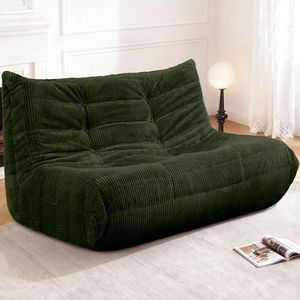 Cansunna Bean Bag Chair,Giant Beanbag Chairs for Adults,Comfy Large Fireside Chair Lazy Sofa,Corduroy Bean Bag Lounger with Memory Foam Filled,Floor Sofa Couch for Home,Living Room (Green, Loveseat)