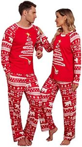 Ekouaer Couple Matching Pajamas Set Soft Holiday Sleepwear Christmas Matching Pjs for Adults Drawstring with Pockets, Pat8-plaid, Medium