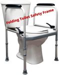 INNOEDGE MEDICAL Folding Toilet Safety Frame Free Standing - Portable Lightweight Heavy Duty 300lbs for Elderly, Handicap and Disabled - Adjustable Bathroom Toilet Handrails, Fits Any Toilet