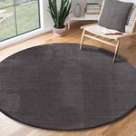 the carpet Relax Modern Fluffy Short Pile Rug, Non-Slip Underside, Washable up to 30 Degrees, Super Soft, Fur Look, Anthracite, 120 x 120 cm Round