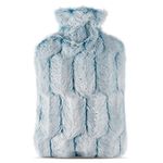 samply Hot Water Bottle with Luxury Cosy Faux Fur Cover, 2L Hot Water Bag for Hand Feet Warmer, Neck and Shoulder Pain Relief, Blue