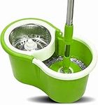 KOKSI Wring Spin Mop & Bucket Floor Cleaning Supplies Stainless Steel Wringer for Tiles, Laminate, Hardwood Floors Cleaner with 2 Microfiber Refills