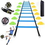 AOPUETRX Agility Training Equipment Set, 20ft 12 Rungs Agility Ladder,12 Soccer Cones, Jump Rope, Solo Soccer Trainer,Basketball Football Soccer Training Equipment