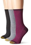 Gold Toe Women's Berkshire Texture 3 Pack, Italian Plum/Grey Heather/Black, 6-9