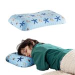 The White Willow Junior Size Memory Foam Soft Bed Baby Pillow for Kids for Extra Neck Support with Removable Pillow Cover Special Butterfly Shaped - Blue, 1 Year & Above (20" L x 11" W x 3" H)