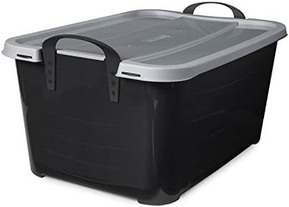 Life Story 24 Pack Stackable Storage Bin, 55 Qt Home Organizers, Black/Gray