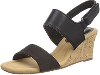 Clarks womens 261712374 Black Leather Espadrille Wedge Sandal - 8 UK (261712374)