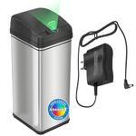 iTouchless 50 Liter / 13 Gallon Kitchen Trash Can with AC Adapter, Lid & Odor Filter – Motion Sensor Stainless Steel Garbage Bin for Home, Office, or Garage – Slim, Large Capacity Design
